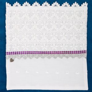 Highland Bib Guipure Lace with Purple accent