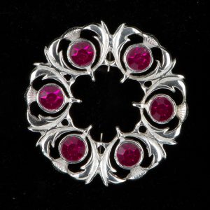 Bonnie Plaid Brooch - Cerise_Thistle_Stone