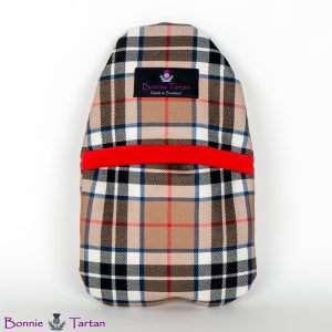 Camel Tartan Wool Hot Water Bottle Cover