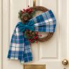 Tartan Plaid Wreath with Silver Bow and pearls