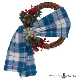 Tartan Plaid Wreath With Silver Bow And Pearls