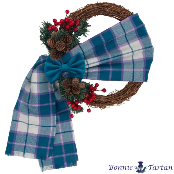 Tartan Plaid Wreath With Velvet Bow
