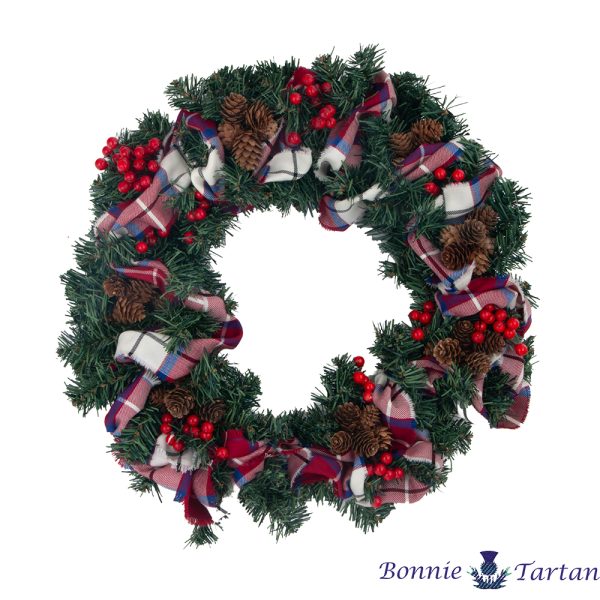 Evergreen Tartan Fabric Wrap Wreath